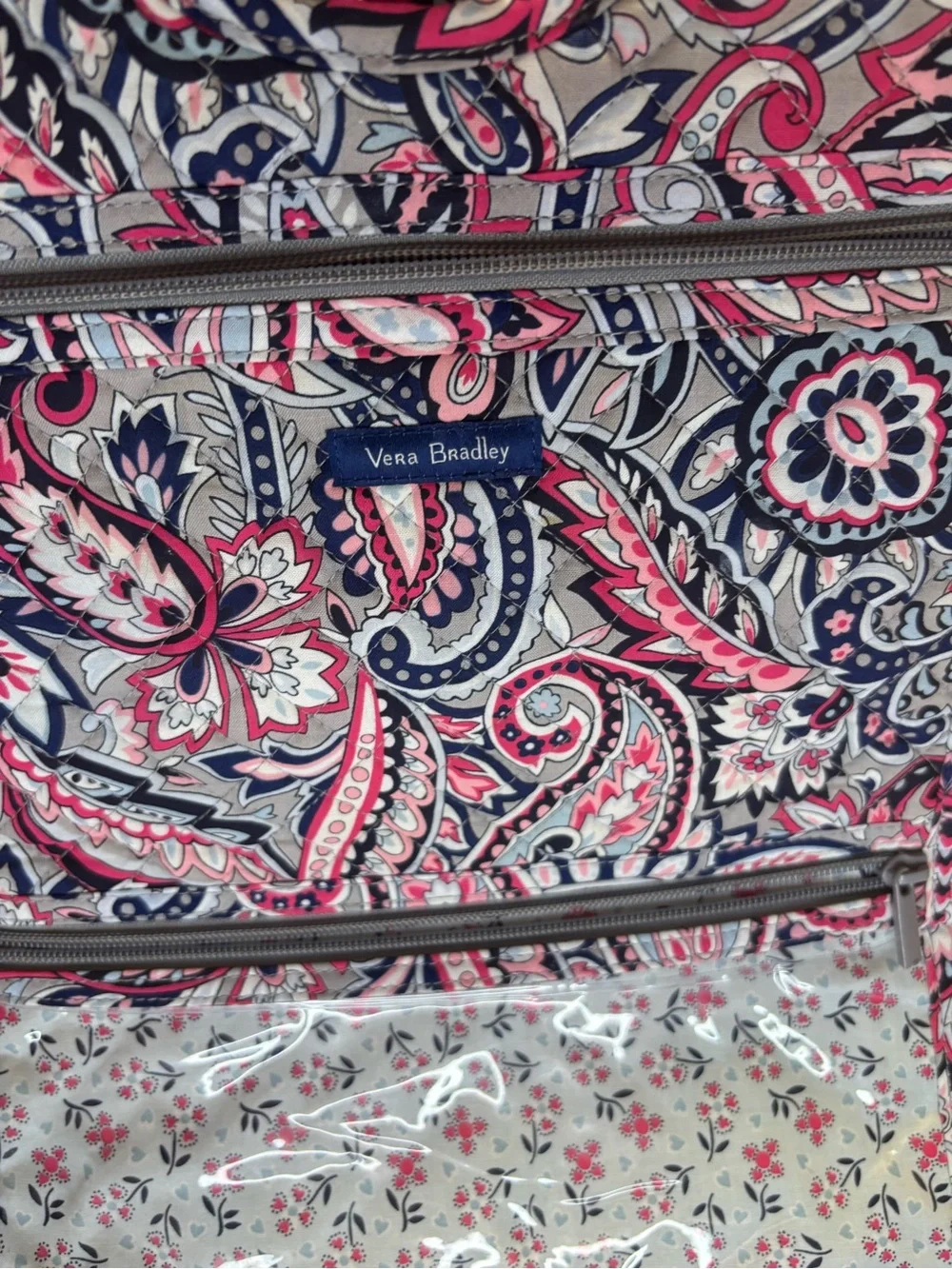 Vera Bradley Quilted Laptop Bag in Pink and Navy Paisley
